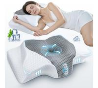 SAHEYER Oreiller Ergonomique Cervical Mémoire de Forme 2 en 1 | Oreiller pour la Nuque, Coussin pour Dormir sur Le Côté, sur Le Dos et sur Le Ventre, 60x35,5x13/11cm, Gris