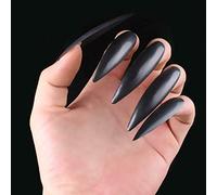 Sahgsa 10 Pièces de Faux Ongles de Sorcière avec un Design Effrayant pour les Fêtes de Cosplay D'Halloween, Ongles Artificiels Stiletto en Noir et Rouge, Idéaux pour les Accessoires de Costumes