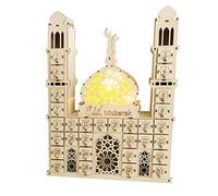 Sahgsa Calendrier de l'Avent 2022 Ramadan en bois DIY Aïd Mubarak Compte à rebours Calendrier Décoration avec lumières LED Calendrier Ramadan Calendrier pour enfants à remplir de bonbons Ramadan