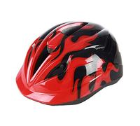 Sahgsa Casque de patins à roulettes, casque de roller, taille réglable, impression flamme, trous d'aération, absorption des chocs, convient pour le cyclisme, le skateboard (noir rouge)