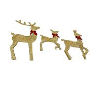 Sahgsa Décoration de fête de cerf - LED dorée - Montage facile - 3 pièces - Décoration de famille de rennes pour Noël, festival, cour