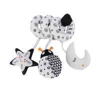 Sahgsa Hochet suspendu pour lit de bébé, jouet en peluche en spirale noir et blanc avec hochet intégré pour le jeu sensoriel et le développement auditif du nourrisson