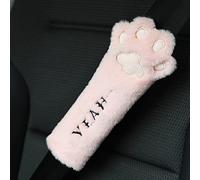 Sahgsa Housse de Ceinture de sécurité en Peluche Griffes de Chat Mignonnes pour Femmes, Housse de Sangle de Voiture Douce pour Plus de Confort, Protège-épaule Polyvalent, Adaptée à Une Jolie (Rose)