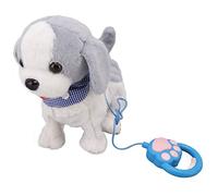 Sahgsa Jouets électriques en Peluche pour Chiot, Marchera, Aboiera, Interagira avec la Tête Qui Hoche la Tête, Remuant la Queue, Jouets pour Chien en Laisse, avec Télécommande pour Enfants (Grise)