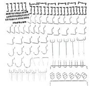 Sahgsa Kit combiné de Crochets pour Panneau perforé nickelé de 51 Pièces pour L'organisation et le Rangement des Outils, Idéal pour Marteau et Pinces, Crochets de 12,7 Cm, Crochet de Quincaillerie