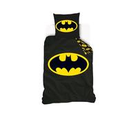 SAHINLER créateur d'univers Batman - Housse de Couette Batman Logo 140x200 cm + 1 taie d'oreiller 63x63 cm - 100% Coton - Noir