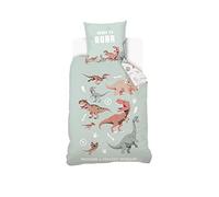 Housse de couette jurassic world dinosaure coton vert vert d'eau 140X200 63X63