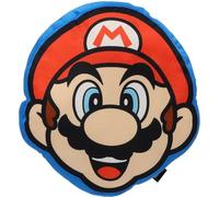 SAHINLER créateur d'univers Mario - Coussin 3D Nintendo Mario Sourire 35x35 cm - 200 GSM - 100% Polyester - Bleu