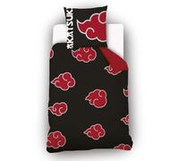 SAHINLER créateur d'univers Naruto - Housse De Couette Naruto Akatsuki 140x200 cm + 1 Taie d'oreiller 63x63 cm - 100% Coton - Noir