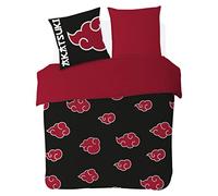 SAHINLER créateur d'univers Naruto - Housse De Couette Naruto Akatsuki 2 Personnes + 2 Taies d'oreiller 63x63 cm - 100% Coton - Noir (200x200)