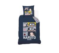SAHINLER créateur d'univers Naruto - Housse De Couette Naruto - Kakashi - Sasuke 140x200 cm + 1 Taie d'oreiller 63x63 cm - 100% Coton - Bleu Marine