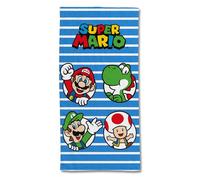 SAHINLER créateur d'univers Super Mario - Serviette De Plage Mario Luigi Toad et Yoshi 75x150 cm - 100% Coton - 300 GSM - Bleu