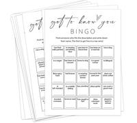 Sahjzk Cartes de bingo Get to Know You, 25 feuilles uniques, jeu de brise-glace, jeux de construction d'équipe engageants, trouver le bingo invité, activité amusante pour groupes et événements