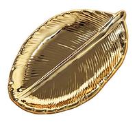 Sahkgye Feuille décorative dorée en céramique Assiette en porcelaine pour bonbons, , , serveur, plateau de rangement, vaisselle