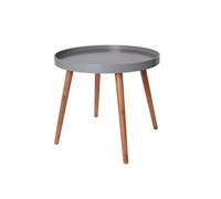 Table basse Altobuy SAHN - Table d'Appoint Ronde Grise et Pieds Bois Massif -