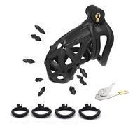 SAHOOSAFETY Cage de chasteté 3D en diamant avec picots souples amovibles en silicone, ceinture de chasteté, jouet sexuel for homme(Bogenring,L)