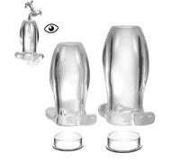 SAHOOSAFETY Ensemble de plug anal creux transparent avec bouchon, tunnel anal M/L, plug anal ouvert, expansion anale et vaginale, gode creux SM, jouets sexuels anaux for hommes et femmes(L)