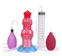 SAHOOSAFETY Gode gonflable géant en forme de chien, pénis de loup en silicone, fonction de pulvérisation d'eau, gode animal avec ventouse, jouets for femmes et hommes(S)
