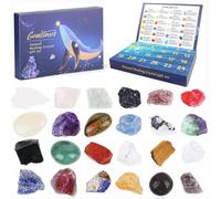 Sahoottie Calendrier de l'Avent 2025, 24 jours en cristal naturel, fossiles, calendrier de l'Avent géographique, cristaux et pierres précieuses, collection roche, cadeaux pour femmes, hommes, adultes