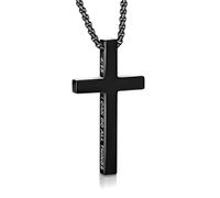 Sahoottie Collier avec pendentif croix 4:13 de la Bible des Philippiens pour homme en acier inoxydable argenté 48,3 cm 53,3 cm 58,4 cm Argenté/doré/noir, 23"