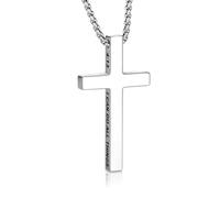 Sahoottie Collier avec pendentif croix 4:13 de la Bible des Philippiens pour homme en acier inoxydable argenté 48,3 cm 53,3 cm 58,4 cm Argenté/doré/noir, 23"