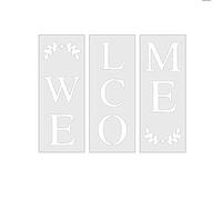 SAHROO Pochoir de de Bienvenue, Pochoirs de Grande Lettre pour la Peinture sur Panneau de Porche RéUtilisable en Bois et DéCoration Verticale de Porte D'EntréE