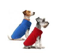 Sahunfri Lot de 2 Pulls pour Chien, Chauds et Doux pour Chien de Petite Taille - Pull en Polaire pour Petit Chat (Red+Blue, L)