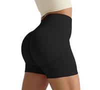 Sahunfri Short de Sport pour Femme - Taille Haute - Cyclisme - Short de Sport serré sans Couture - pour Le Fitness et la Course à Pied (FR/ES, Alpha/Lettres, L, Taille Normale, Taille Normale, Noir)