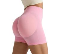 Sahunfri Short de Sport pour Femme - Taille Haute - Cyclisme - Short de Sport serré sans Couture - pour Le Fitness et la Course à Pied (FR/ES, Alpha/Lettres, L, Taille Normale, Taille Normale, Rose)