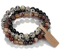 SAIBANGZI Bracelet Pierre Naturelle 8mm - Set de 3 Bracelets Fait Main, Bijou Énergétique pour Hommes et Femmes, Sérénité, Équilibre et Confiance avec Coffret Cadeau