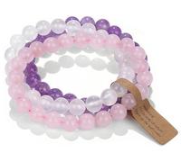 SAIBANGZI Bracelet Pierre Naturelle 8mm - Set de 3 Bracelets Fait Main, Bijou Énergétique pour Hommes et Femmes, Sérénité, Équilibre et Confiance avec Coffret Cadeau
