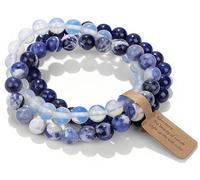 SAIBANGZI Bracelet Pierre Naturelle 8mm - Set de 3 Bracelets Fait Main, Bijou Énergétique pour Hommes et Femmes, Sérénité, Équilibre et Confiance avec Coffret Cadeau