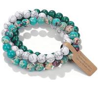 SAIBANGZI Bracelet Pierre Naturelle 8mm - Set de 3 Bracelets Fait Main, Bijou Énergétique pour Hommes et Femmes, Sérénité, Équilibre et Confiance avec Coffret Cadeau