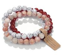 SAIBANGZI Bracelet Pierre Naturelle 8mm - Set de 3 Bracelets Fait Main, Bijou Énergétique pour Hommes et Femmes, Sérénité, Équilibre et Confiance avec Coffret Cadeau