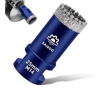 SAIBOO Forets Carrelage Diamant 25mm Scie Cloche Diamantée Brasé Sous Vide et Trépans avec Filetage M14 pour Granit Carrelage Porcelaine Céramique Marbre, pour Meuleuse d'angle