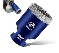SAIBOO Forets Carrelage Diamant 40mm Scie Cloche Diamantée Brasé Sous Vide et Trépans avec Filetage M14 pour Granit Carrelage Porcelaine Céramique Marbre, pour Meuleuse d'angle