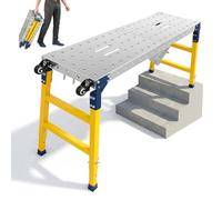 SAIBOO Plateforme de Travail Échafaudage Pliant Portable 120 × 36 × 90 CM Table de Soudure Pliant avec 4 Roulettes Universelles, Capacité de Charge 500 kg, Tôle Galvanisée Hauteur Réglable Échafaudage
