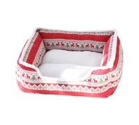 Said 1 Title Lit pour Chien de Noël - Coussin en Peluche Lavable pour Animal Domestique | Lit de Noël pour Chats et Chiens en Coton pour Voyage d'hiver, Voiture, Camping, Bureau, Rebord de fenê