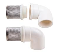 SaiDian Lot de 2 cache-filtres en PVC en acier inoxydable avec coude à 90 degrés pour tuyau d'arrosage, y compris filtre de tuyau d'aspiration pour minimiser les débris et l'entrée solide