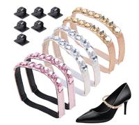 SaiDian Lot de 3 paires de sangles de chaussures à talons hauts amovibles élégantes avec strass élastiques sans installation pour sandales amples et escarpins pour femme, rose, Medium