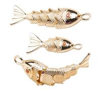 SaiDian Lot de 3 pendentifs en forme de poisson koï en forme de poisson 3D plaqué or pour fabrication de bijoux sur le thème de l'océan pour bracelets, colliers, boucles d'oreilles, accessoires