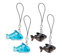 SaiDian Lot de 4 breloques en forme de requin mignon en résine sur le thème de l'océan bleu pour sacs, appareils photo, porte-clés, sangle d'animaux marins, pendentifs mobiles