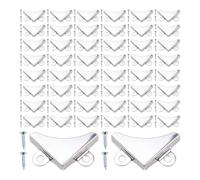SaiDian Lot de 50 supports de fixation d'angle pour miroir avec 100 vis - Cadre en métal en forme de L - Anti-collision - Accessoires pour boîtes en bois - Protections d'angle