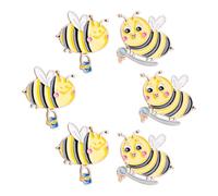 SaiDian Lot de 6 épingles à revers en émail en forme d'abeille pour femme - Broche animal de dessin animé pour vêtements amusants - Badges abeilles uniques en alliage pour chapeaux et sacs à dos