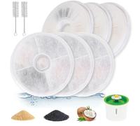 SAIERTE Filtre Fontaine Chat - 6 Filtres de Rechange avec Charbon Actif et Résine, Compatible avec Fontaine à Eau 3L pour Chats et Chiens Fourni avec 2 brosses de nettoyage