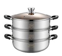SaifFe Marmite À Vapeur Marmite Extra-Épaisse Petits Pains Cuits À La Vapeur Poisson Cuit À La Vapeur Cuisinière À Induction Gaz En Acier Inoxydable Cuiseur À Vapeur Cuisson À La Vapeur/32Cm