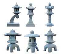 Saihisday Lot de 6 décorations asiatiques Miniatures, Style Lanterne Japonaise, Statue de pagode Chinoise pour Aquarium, bonsaï, kit de Paysage rocailleux