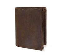 SAIION Portefeuille vertical en cuir véritable pour homme | Portefeuille vertical RFID à deux volets | Porte-cartes extra large avec 16 emplacements et fenêtre pour carte d'identité, 2802 marron