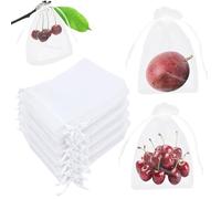 SAIIURV 100 Pièces Sachet Organza 10 x 15 cm avec Cordon de Serrage, Sac de Protection de Raisins Réutilisable Jardin Protéger Sacs Protection pour Fruits, Blanc Petit Pochette Cadeau Sachets Lavande
