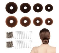 SAIIURV 108 Pièces Marron Cheveux Donuts Chignons Kit avec 8 Machine à Pain Donut Chignon Magique 100 Epingles à Cheveux Hair Bun Maker Accessoires de Coiffure pour Enfants Filles Femmes Danse